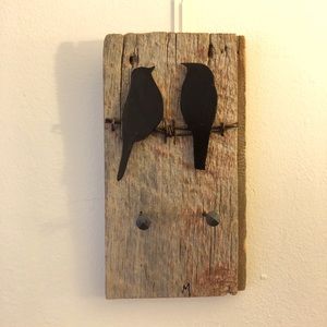 Birds on a Wire key hook plaque
